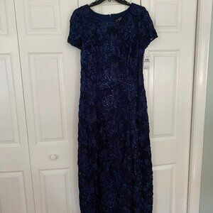 Alex Evenings A-Line Long Gown, Navy Blue, Size 12